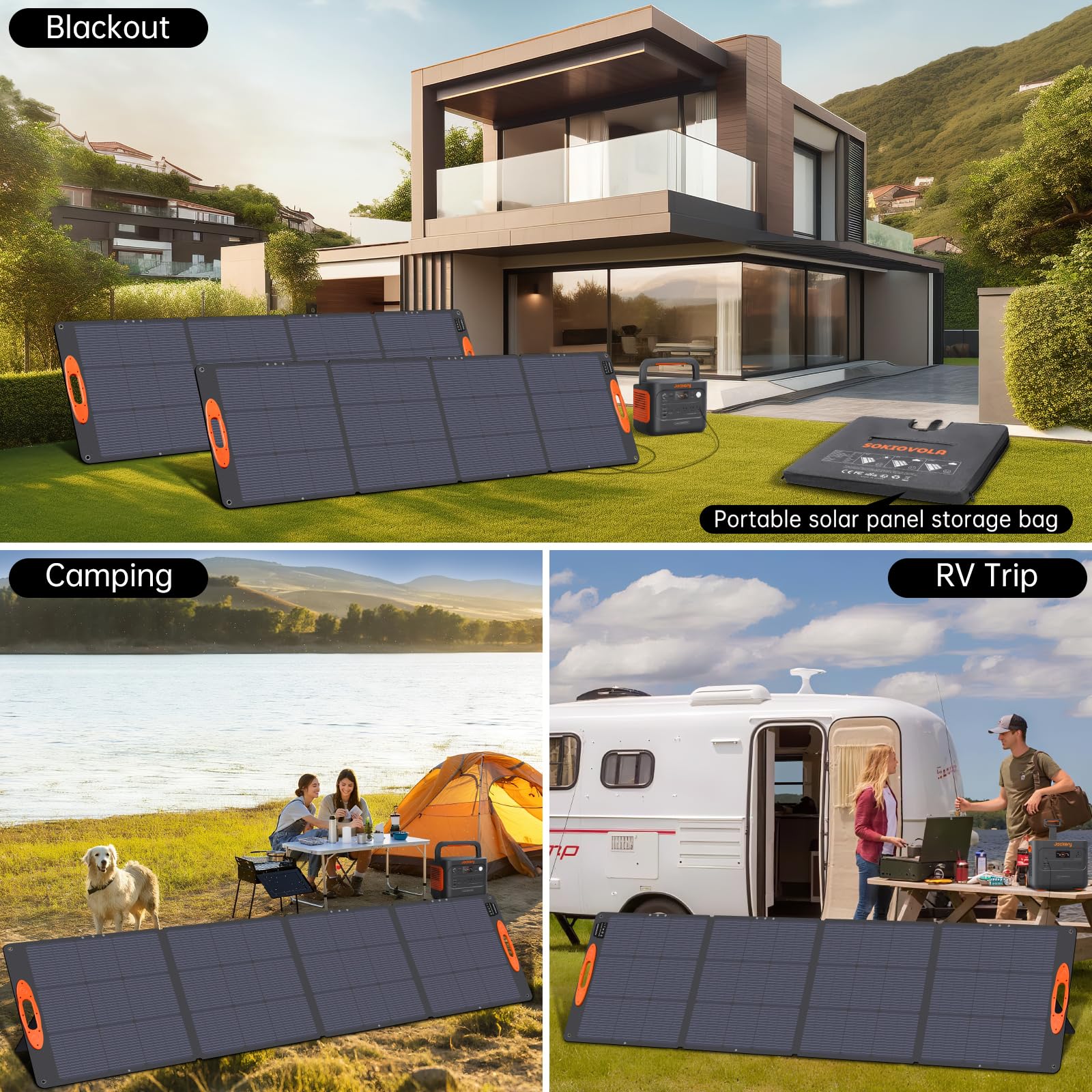 SOKIOVOLA Panel solar portátil N-Type 16BB 220W, IP68 impermeable 18 V, panel solar plegable de alta eficiencia del 25 % de eficiencia al aire libre, camping RV