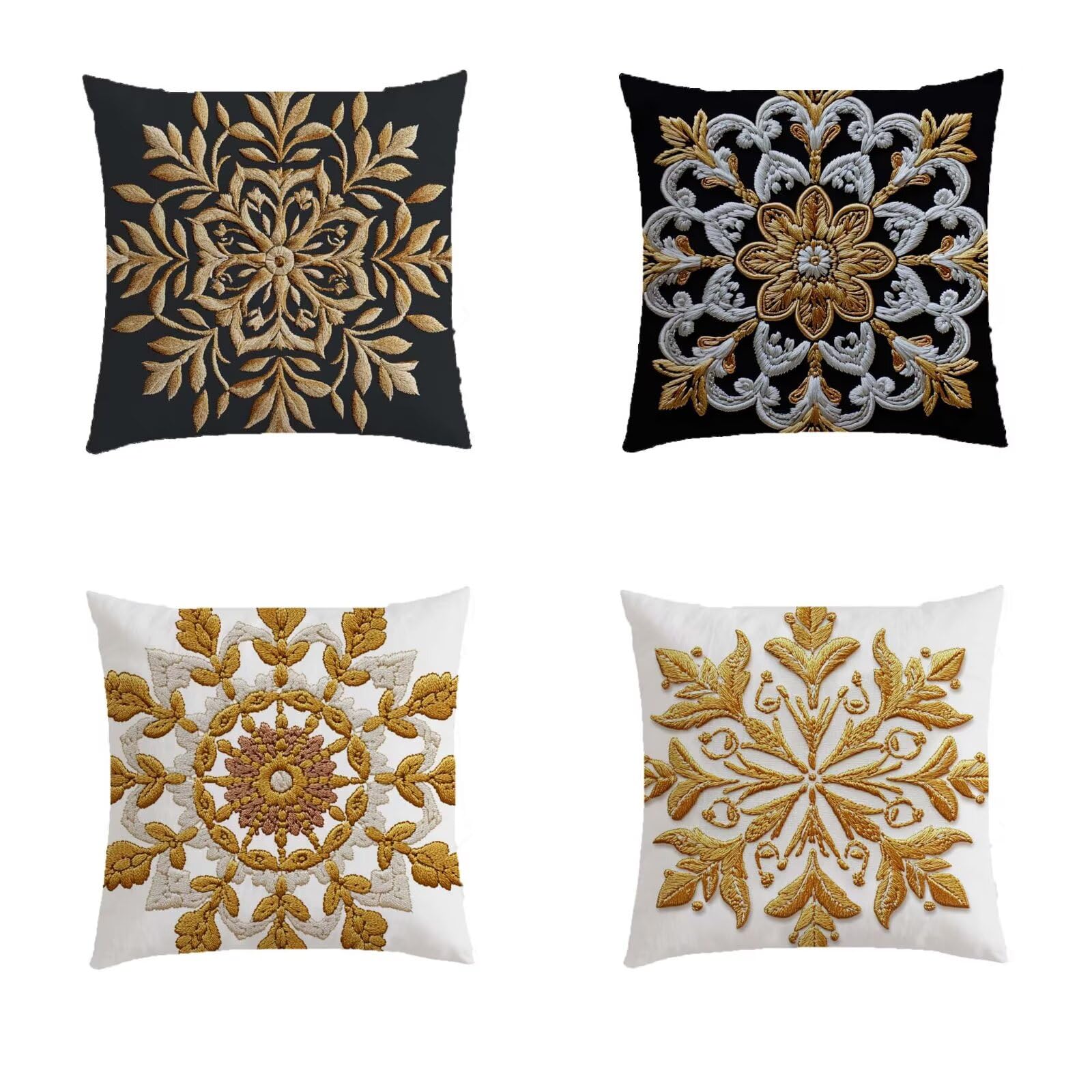 Housse coussin 80x80cm extérieur moutarde imperméable lot de 4