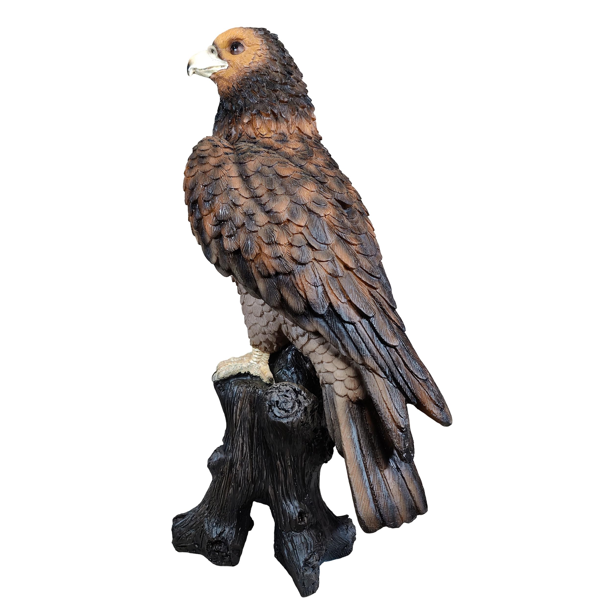 colourliving Adler Figur XXL und XL, Gartenfigur auf Baumstamm als Deko Greifvogel für Garten Terrasse Balkon und Wohnbereich (XL)