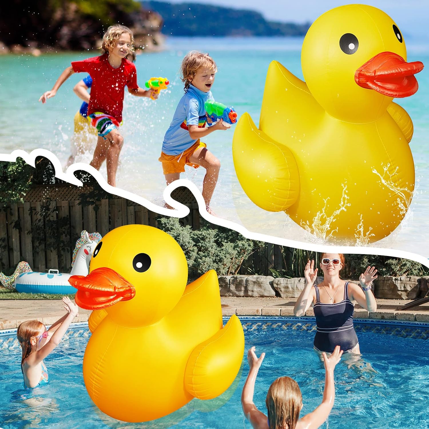 Hungdao 2 Pack 4 Feet Giant Inflatable Duck Huge Rubber Duck Large Blow up Pool Float for Summer Beach Swimming Pool Carnival Birthday Party Parade Decoration (Yellow)