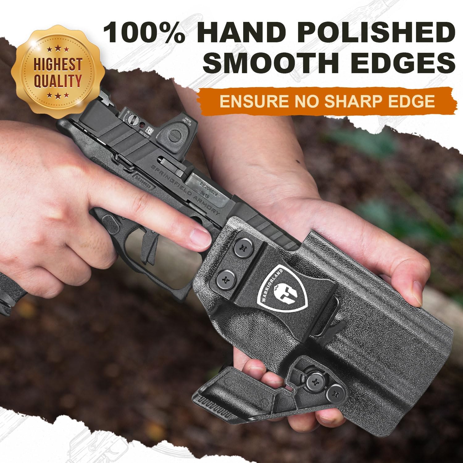 WARRIORLAND IWB Kydex Holster Optic Cut &Claw, Select Fit Glock 17/19/ 19X/ 43X/ 26/MOS, P365/P365X/ P365XL/ P320, Hellcat Pro/Echelon/Hellcat, Bodyguard 2.0, G2C/G3C, Shield Plus/EZ, M&P 9/.40 &More
