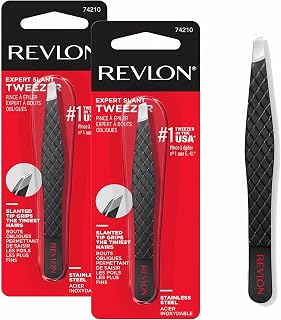 Revlon Eyebrow Tweezer, Stainless Steel | Pack of 2 | For Men & Women