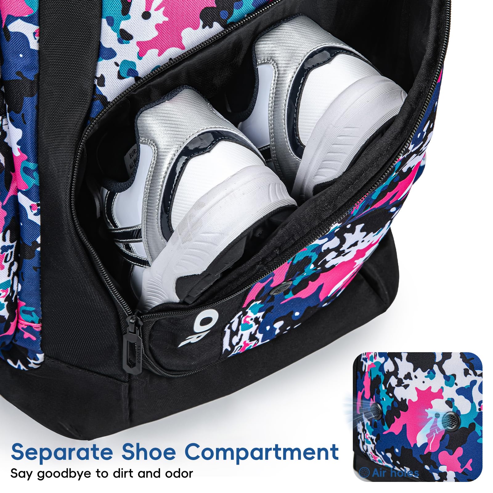 Sac De Baseball/softball Roulant 60L - Camo Rose, Pour 4 Battes, Poignée Télescopique, Dimensions 25x14x10.5 Pouces