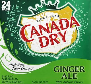 Canada Dry Ginger Ale Soda, 24-Pack 12oz Cans - Real Ginger Taste, Caffeine Free Refreshment & Cocktail Mixer