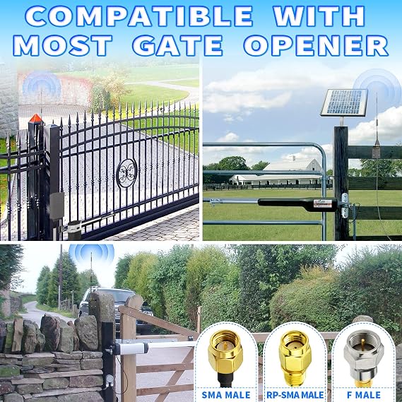 Bingfu Gate Opener Antenna for GTO Mighty Mule MM371W MM372W MM571W MM572W MMS100 LiftMaster Ghost Controls Multicode Automatic Garage Gate Opener F Type/SMA/RP-SMA 433MHz Extended Antennas