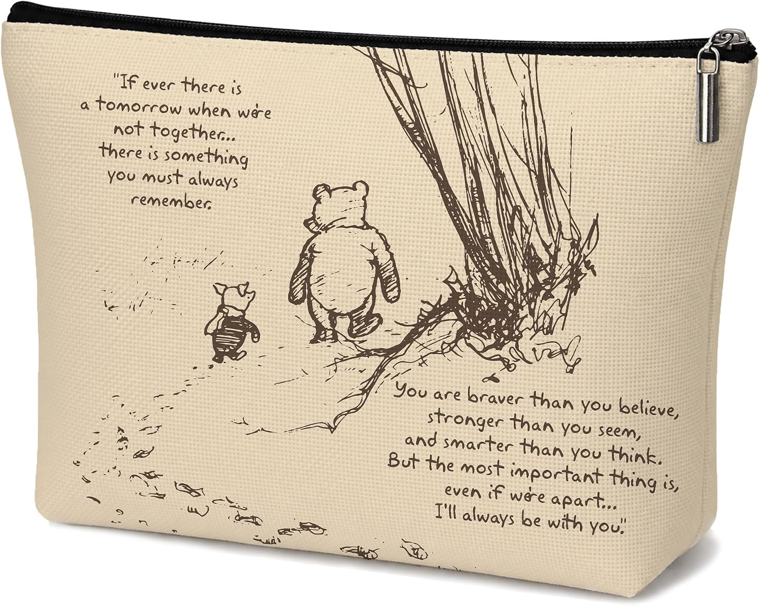 Winnie Makeup Bag Inspirational Cosmetic Gift 9.8×7in Linen Pouch