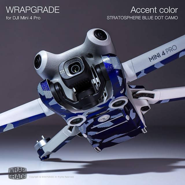 Foto 6 de 6 de Wrapgrade Skin Compatible con DJI Mini 4 Pro - Accent Color (Storatosphere Blue Dot Camo)