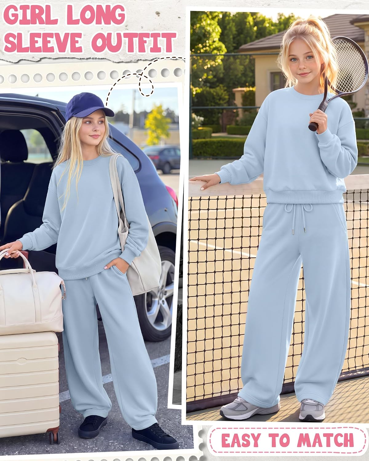 Girls 2 Piece Outfits Sweatsuit Set