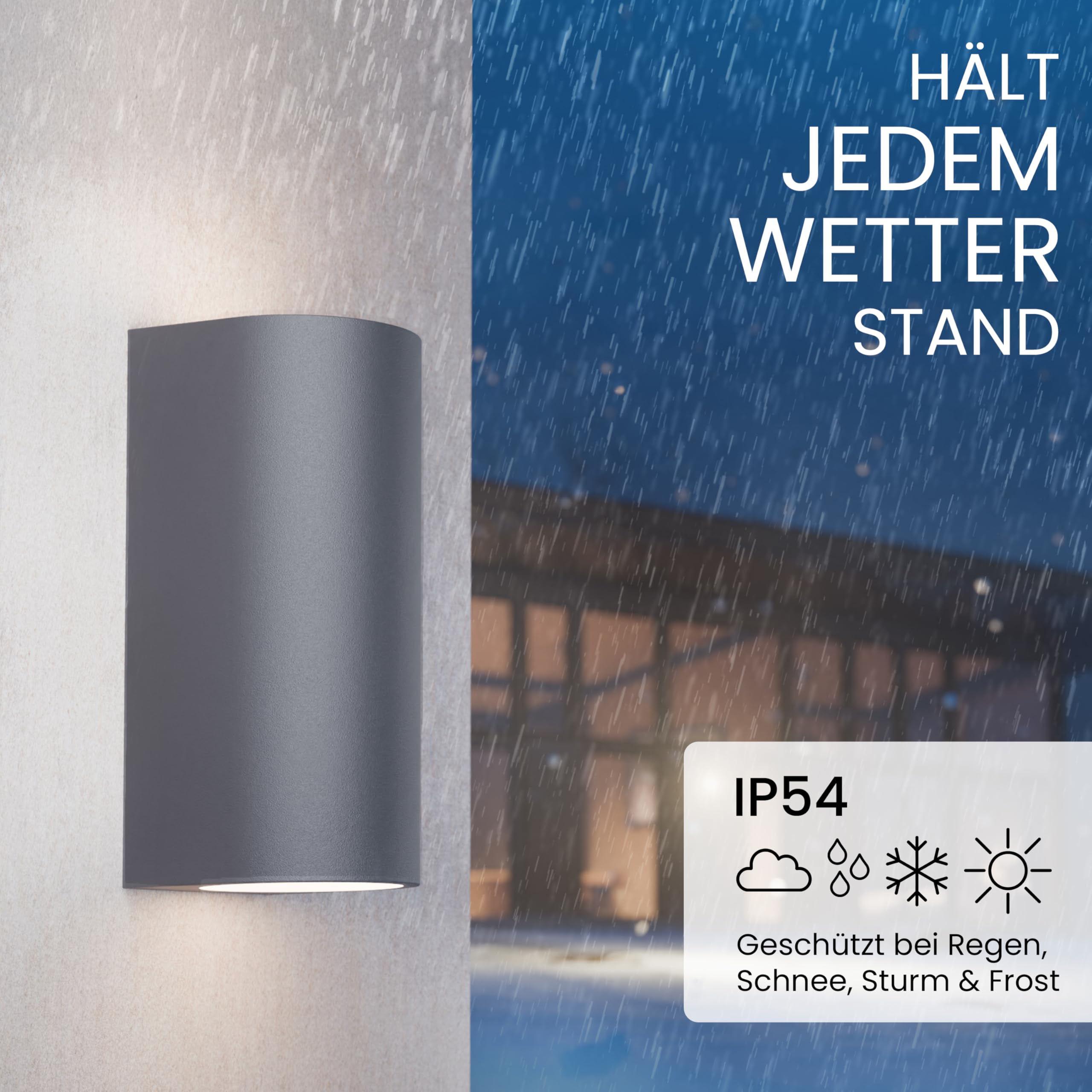 MATO 4x Aussenlampe Wand Up Down Leuchte - IP54 Wetterfest - LED Wandleuchte Aussen & Innen - GU10 Außenwandleuchten für Hauswand & Fassadenbeleuchtung, Außenlampe, Wandlampe Außen, Außenbeleuchtung