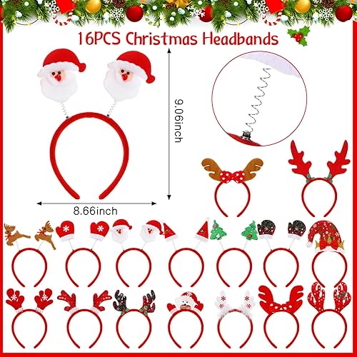 Miniatura 2 de 32 diademas de Navidad y marcos de gafas, marco de gafas con purpurina para fiesta de Navidad, accesorios de decoración para fiestas de Navidad,