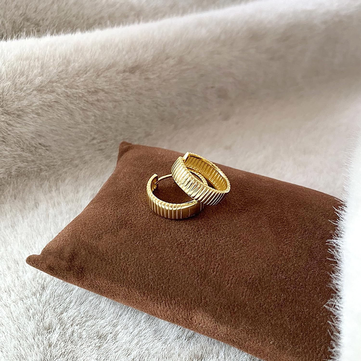 925 Sterling Silver 14K Gold Plated 20mm Chunky Dome Huggie Hoop Earrings