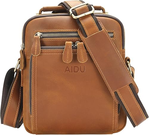 Bolso cruzado de cuero para hombre, bolso de mensajero para hombre, bolso pequeño para maletín para hombres, bolsa de oficina, bolsa de mano para