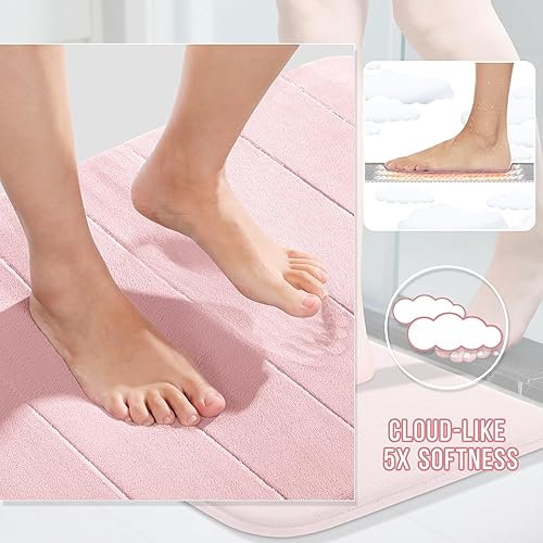 Miniatura 3 de Yimobra Tapete de baño de espuma viscoelástica de tamaño grande, 31.5 x 19.8 pulgadas, súper suave, antideslizante, absorción de agua, lavable a