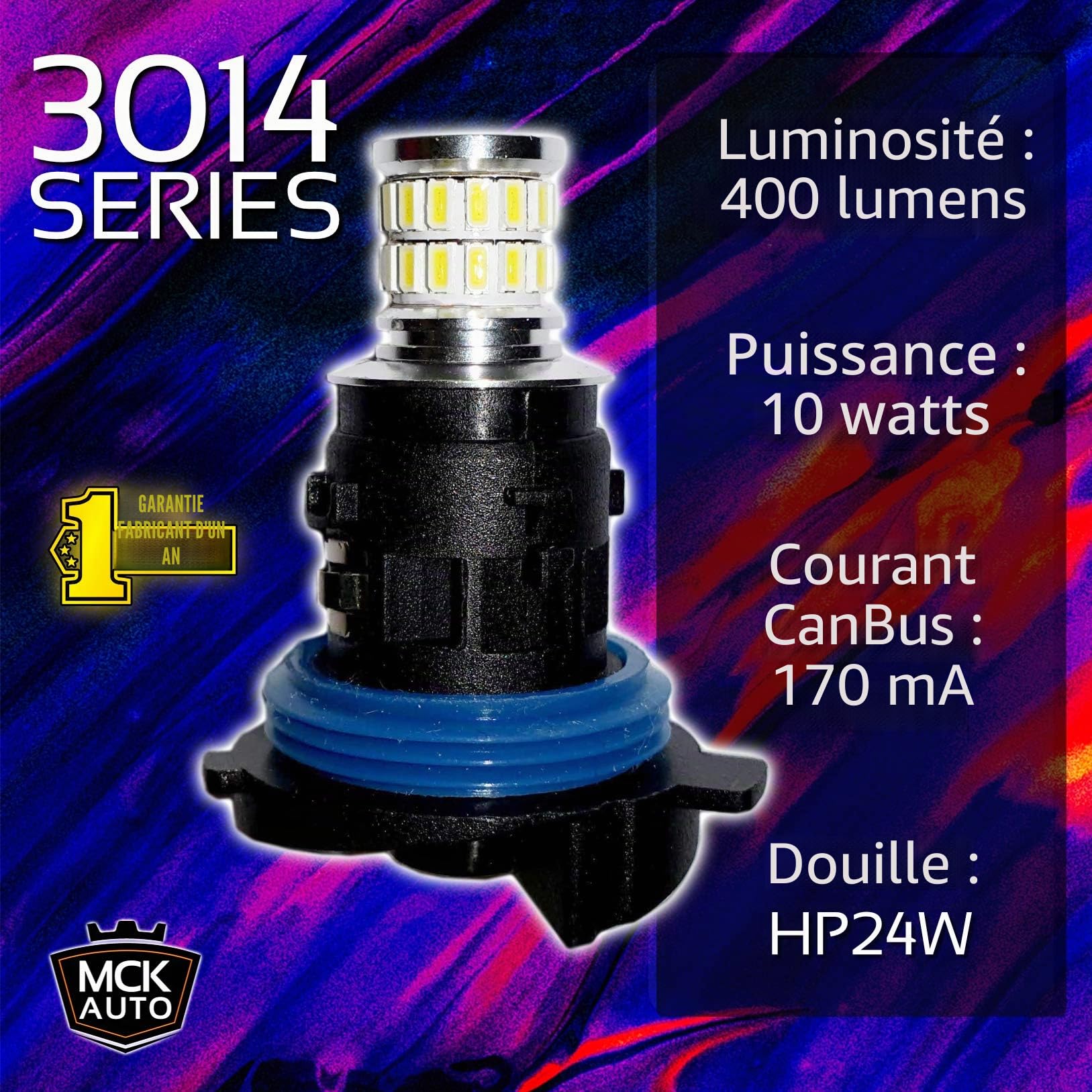 Ampoules LED HP24W CANbus Ambre Orange - Très Lumineuses et Sans Erreur - Améliorez Votre Conduite