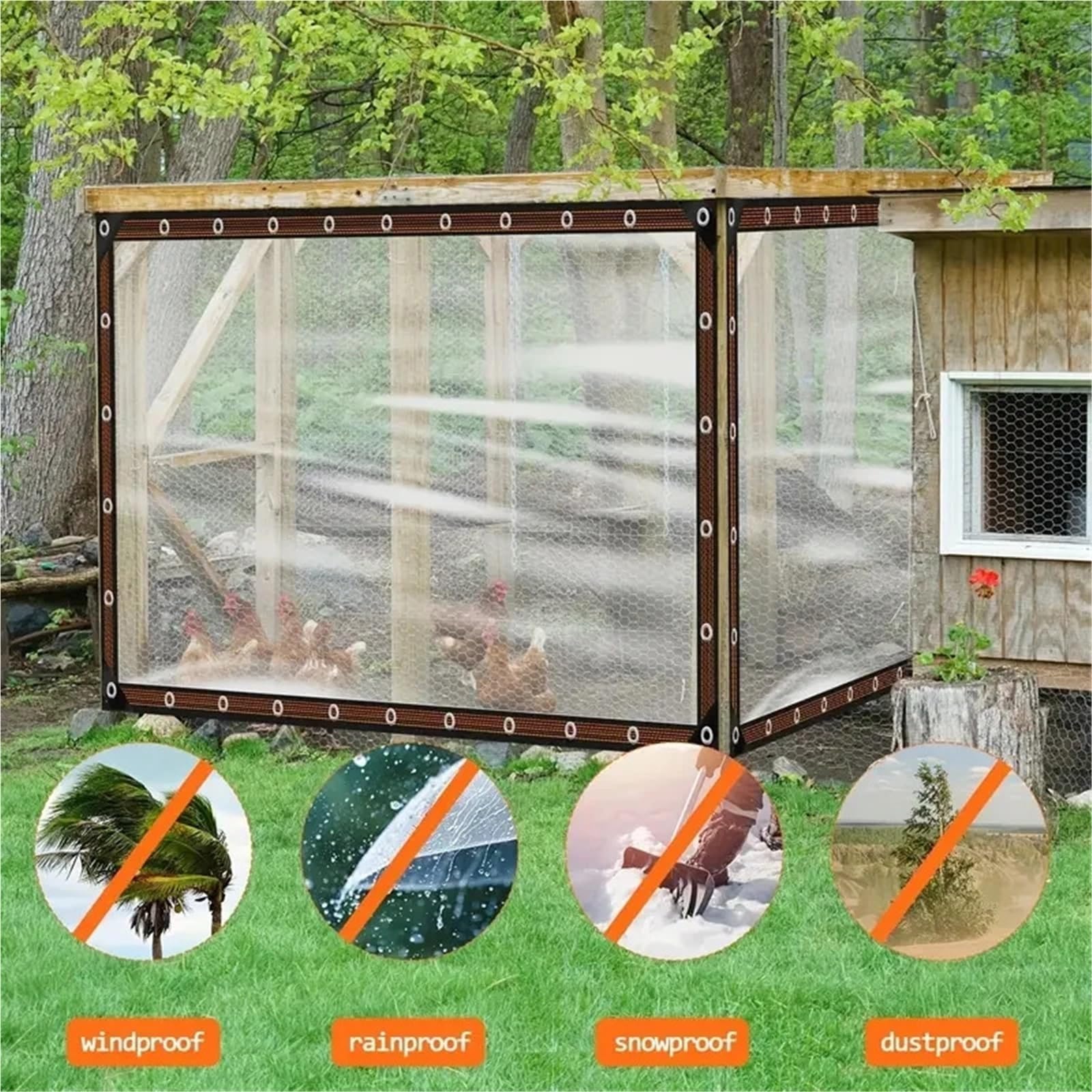 Telone Trasparente Copertura for piante in polietilene trasparente antipioggia da giardino in tela cerata impermeabile con occhiello(2x5m)
