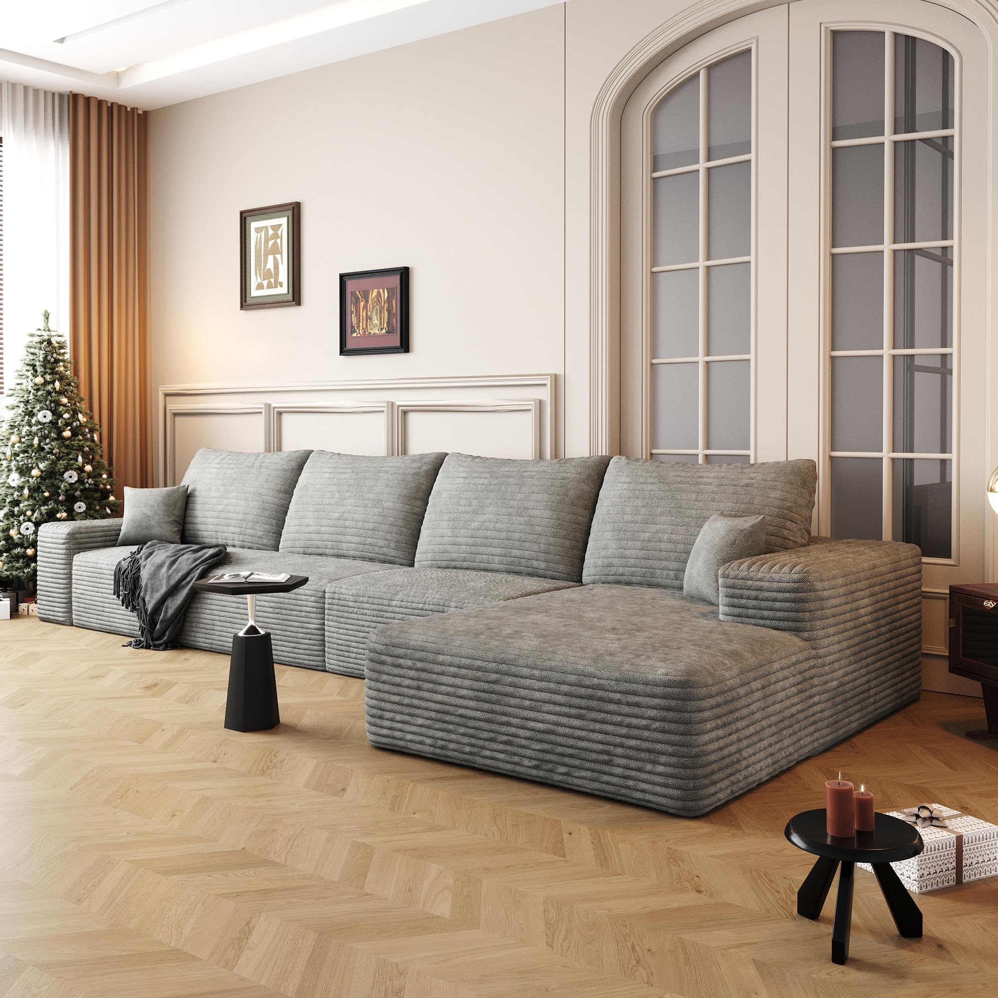 96" Sectional Couches for Living Room Cloud Couch Sofa with L-Shape Upholstered Boneless Couchs Modern Modular Sectional Couch with Chaise
