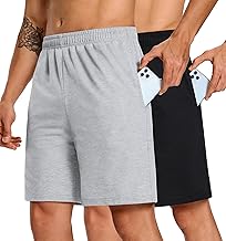 Men's Shorts 5 inch Cotton with Pockets Drawstring Casual Sports 2 Pack