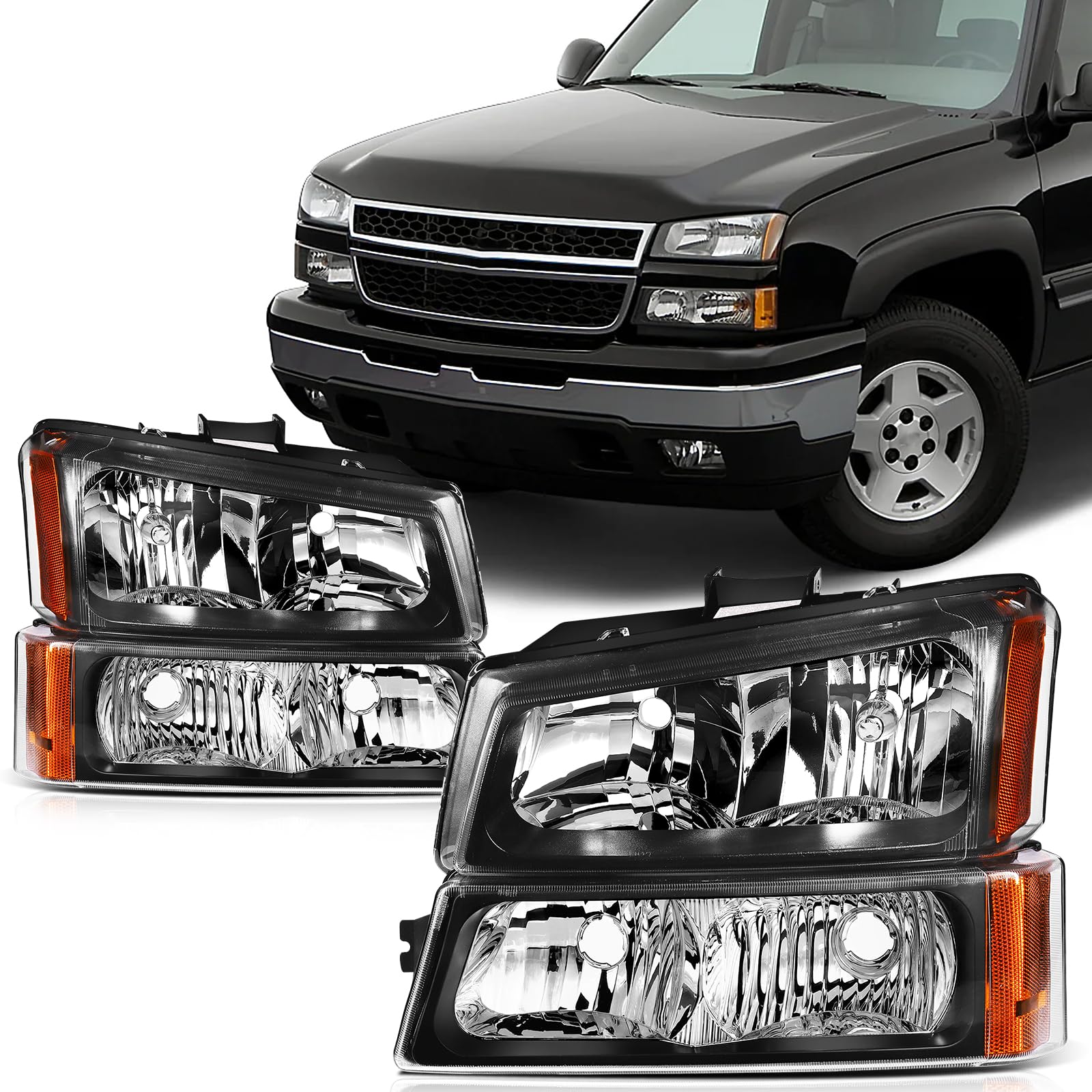 SCITOO Headlight Assembly Fit 2014-2021 For Toyota 4Runner Black Housing Amber Reflector Pair Headlights 81170-35571 — view 41