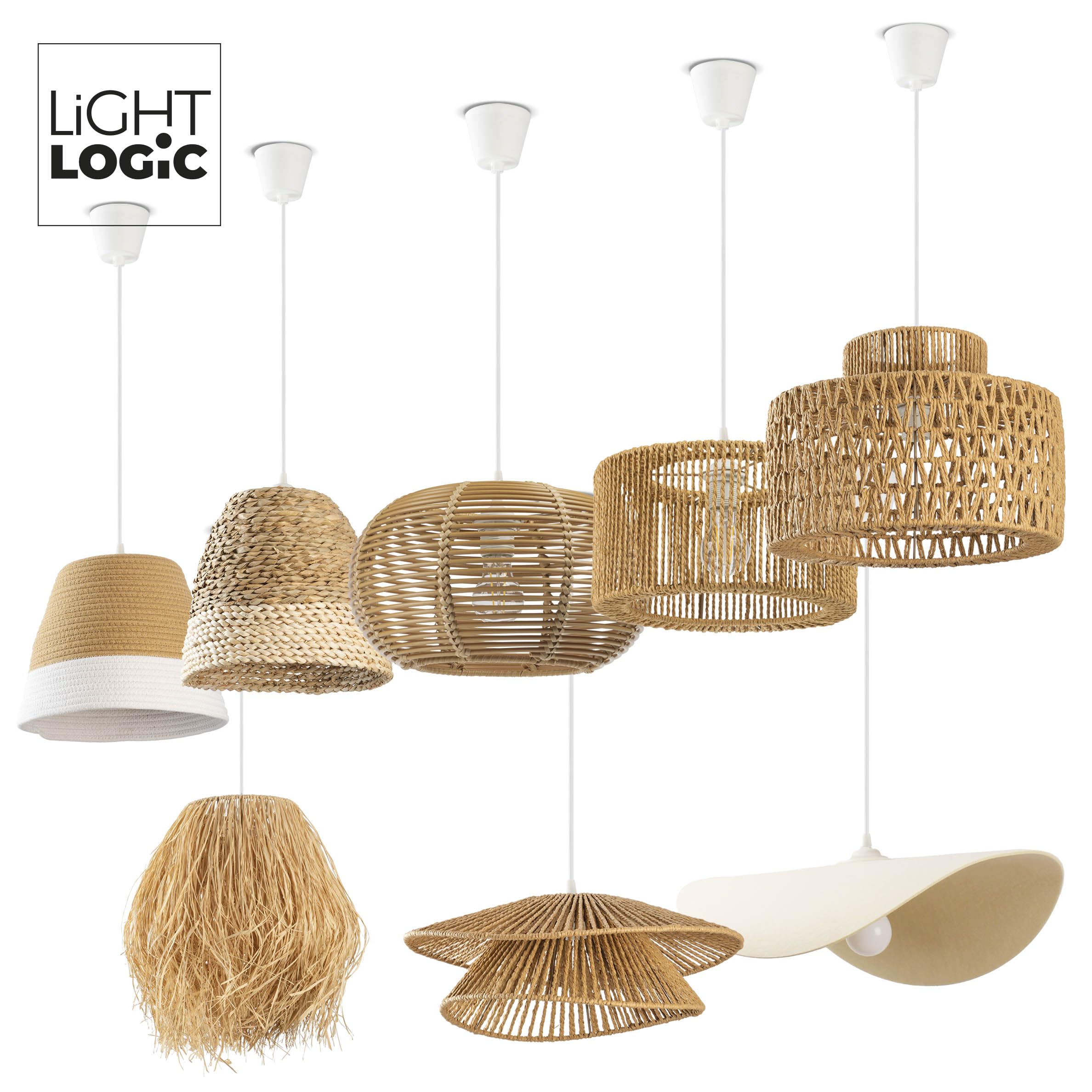 Suspension ARILAS – Lampe pendant de style bohème pour salle à manger avec douille E27 et abat-jour beige – Élégante suspension tressée pour salon et chambre – Plafonnier au design raffiné