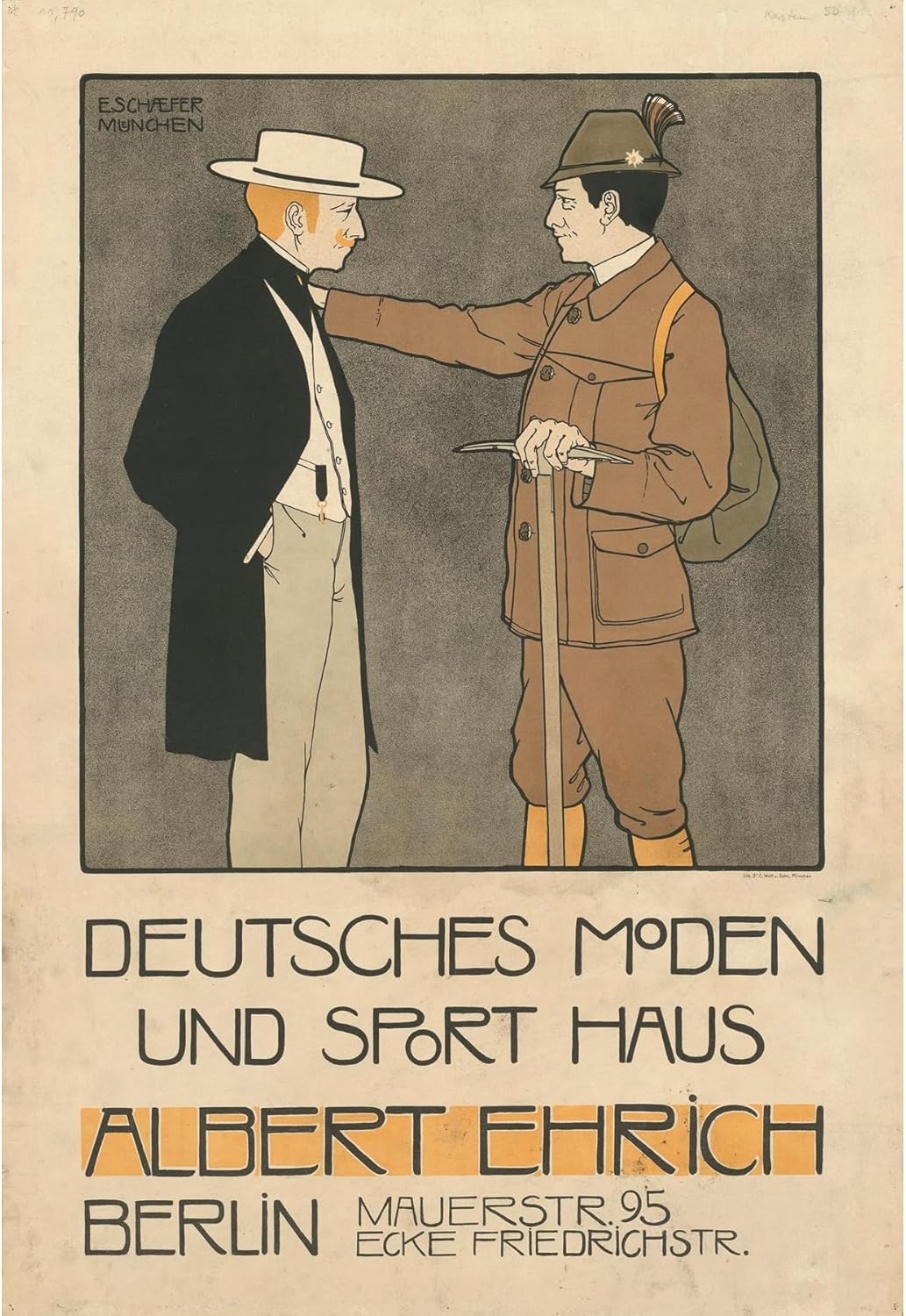 ArtDirect German Fashion and Sports Store Albert Ehrich Berlin (1903) Unframed Art Print Giclee Poster by Edmund Schaefer - Ready for Framing with Customization Sizes 7x10, 10x14, 14x20, 24x35, 33x48 and 41x60 inches