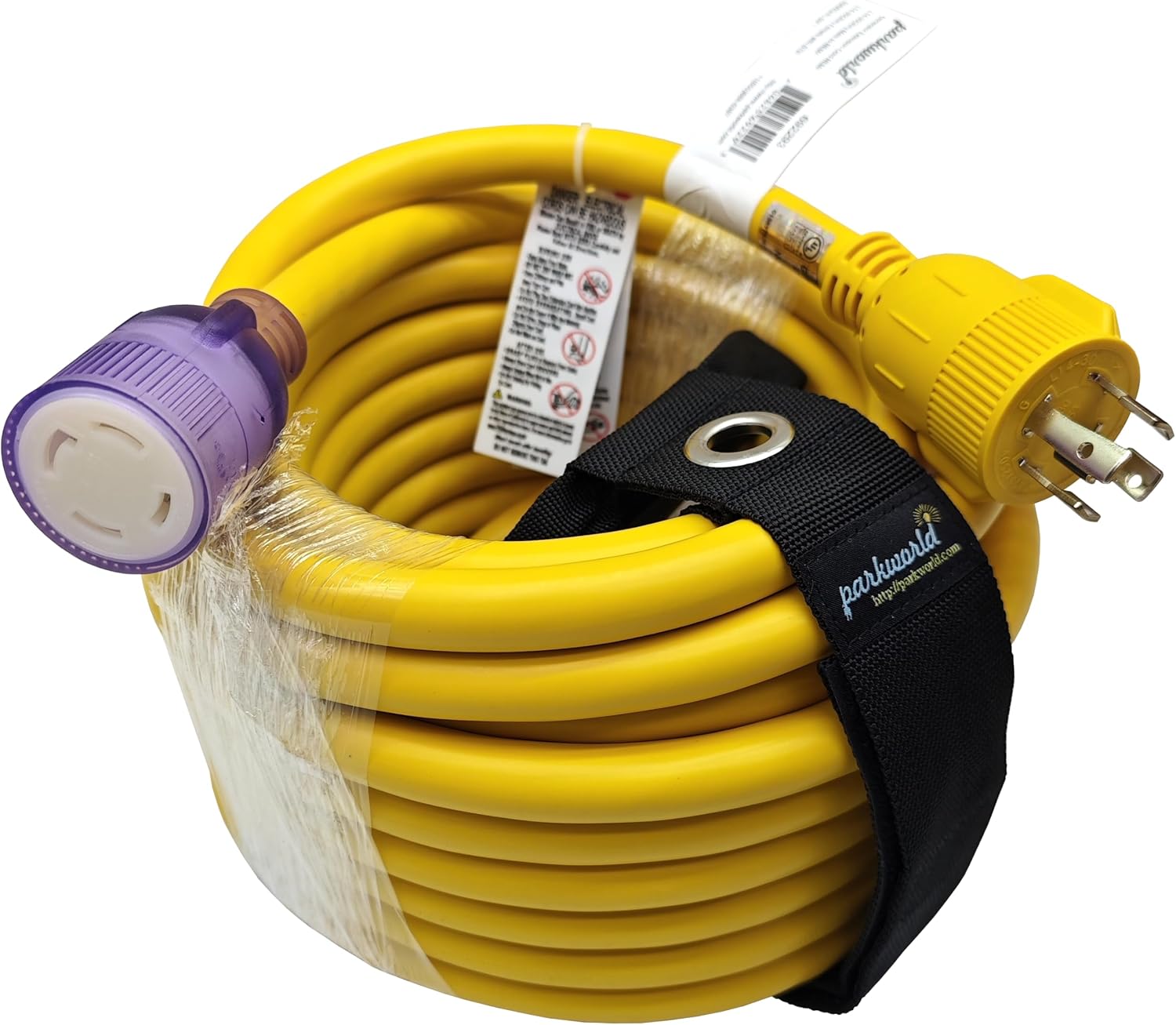 Parkworld UL Listed 30amp 4 Prong Generator Transfer Switch Extension Cord, NEMA L14-30P to L14-30R Female with Lighted. (50 Feet)
