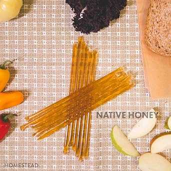 Homestead Honey 50-Pack Honey Sticks - Sweet Pure Wildflower Honey Packets for Tea and Snacks - Single Serve Natural Sweetener Straws - Easy Open for Travel, Lunchboxes, and On-the-Go Use