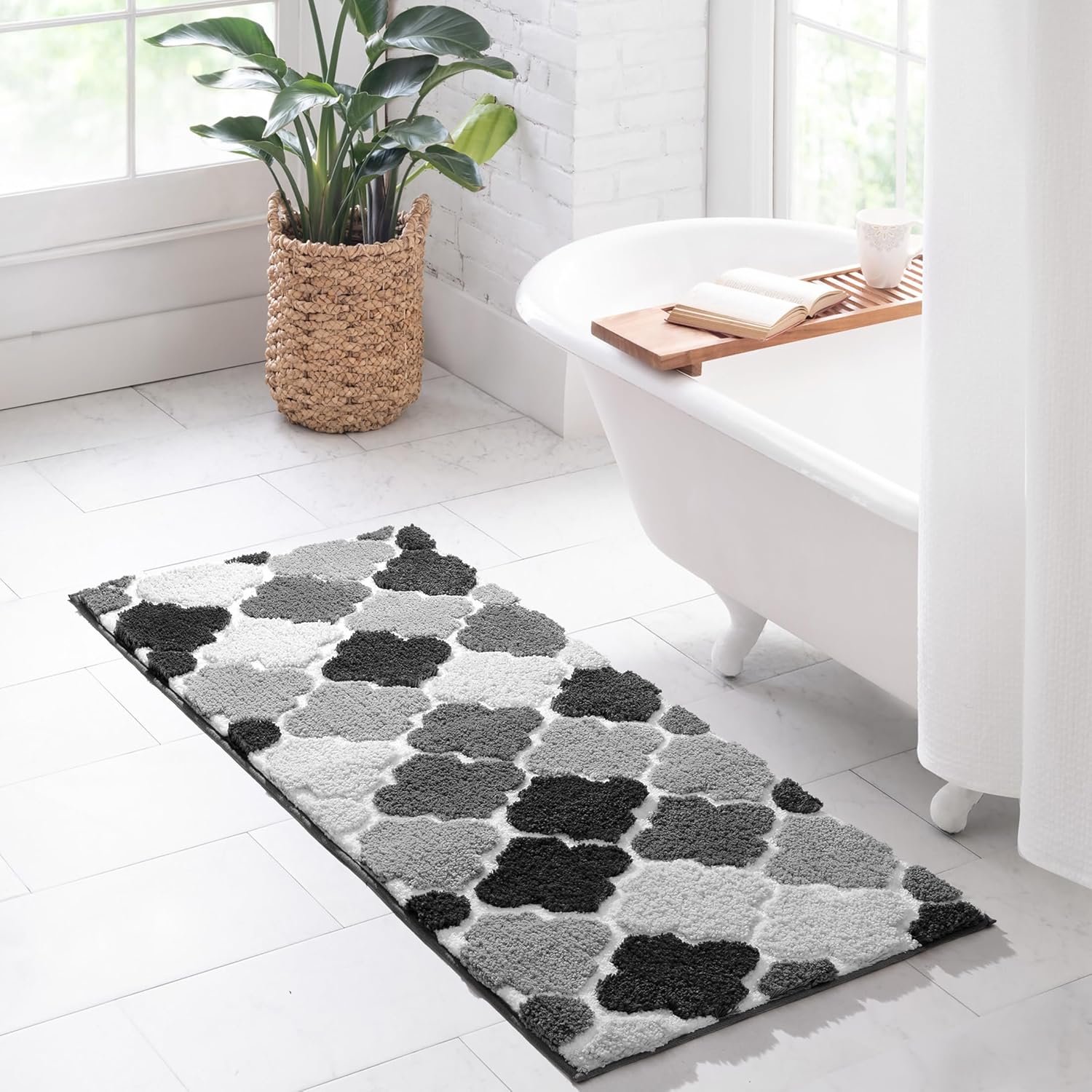 DEXDE Black Bathroom Rugs Runner 20x47 Non-Slip Bath Rugs Extra Soft Absorbent Shaggy Large Bath Mats Machine Washable for Bathroom Shower Bedroom Hallway Home Decor Accessories - Image 3