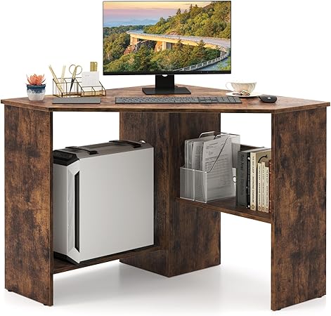 Amazon.com: Giantex Corner Desk, Space-Saving Triangle Computer Desk ...