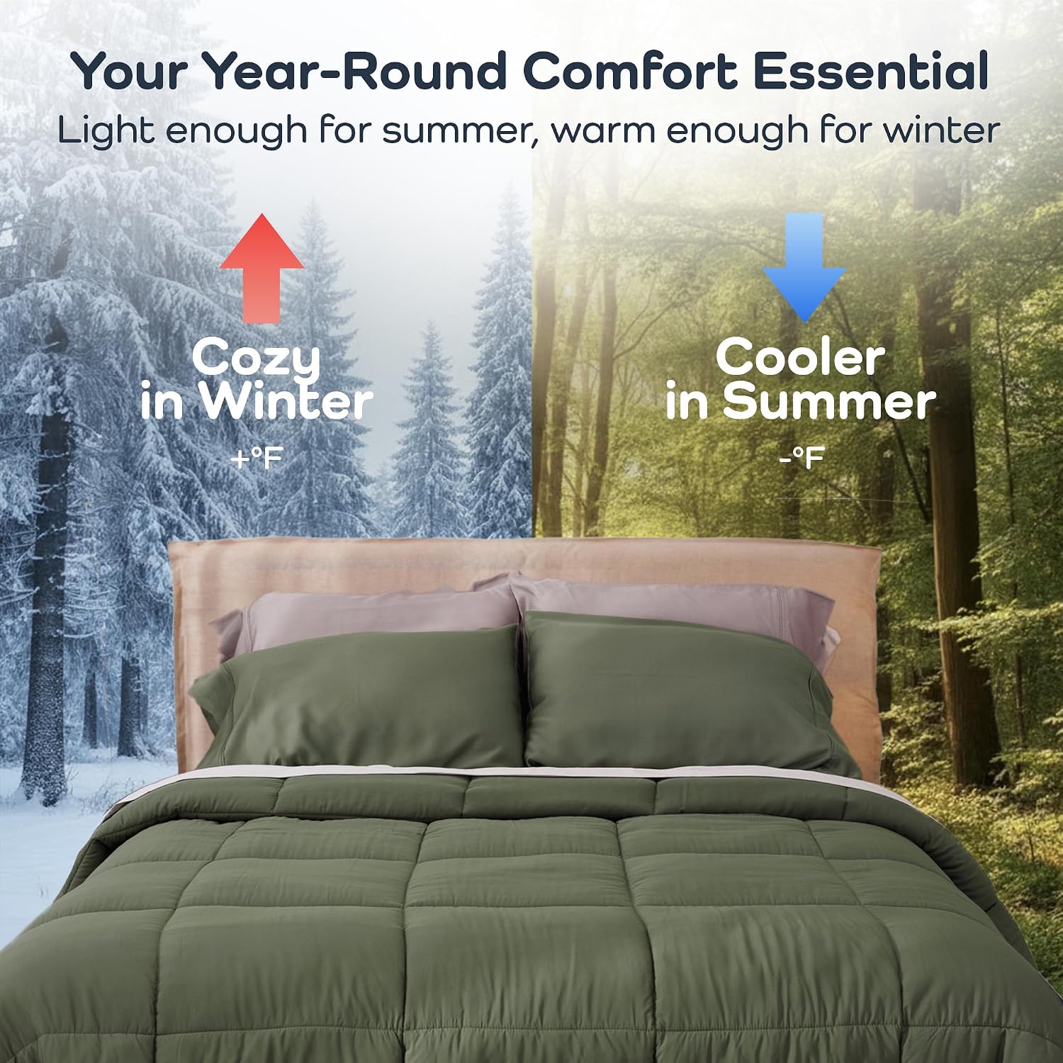 Olive + Crate Bamboo Comforter - Queen Size Duvet Insert, 88"x90"