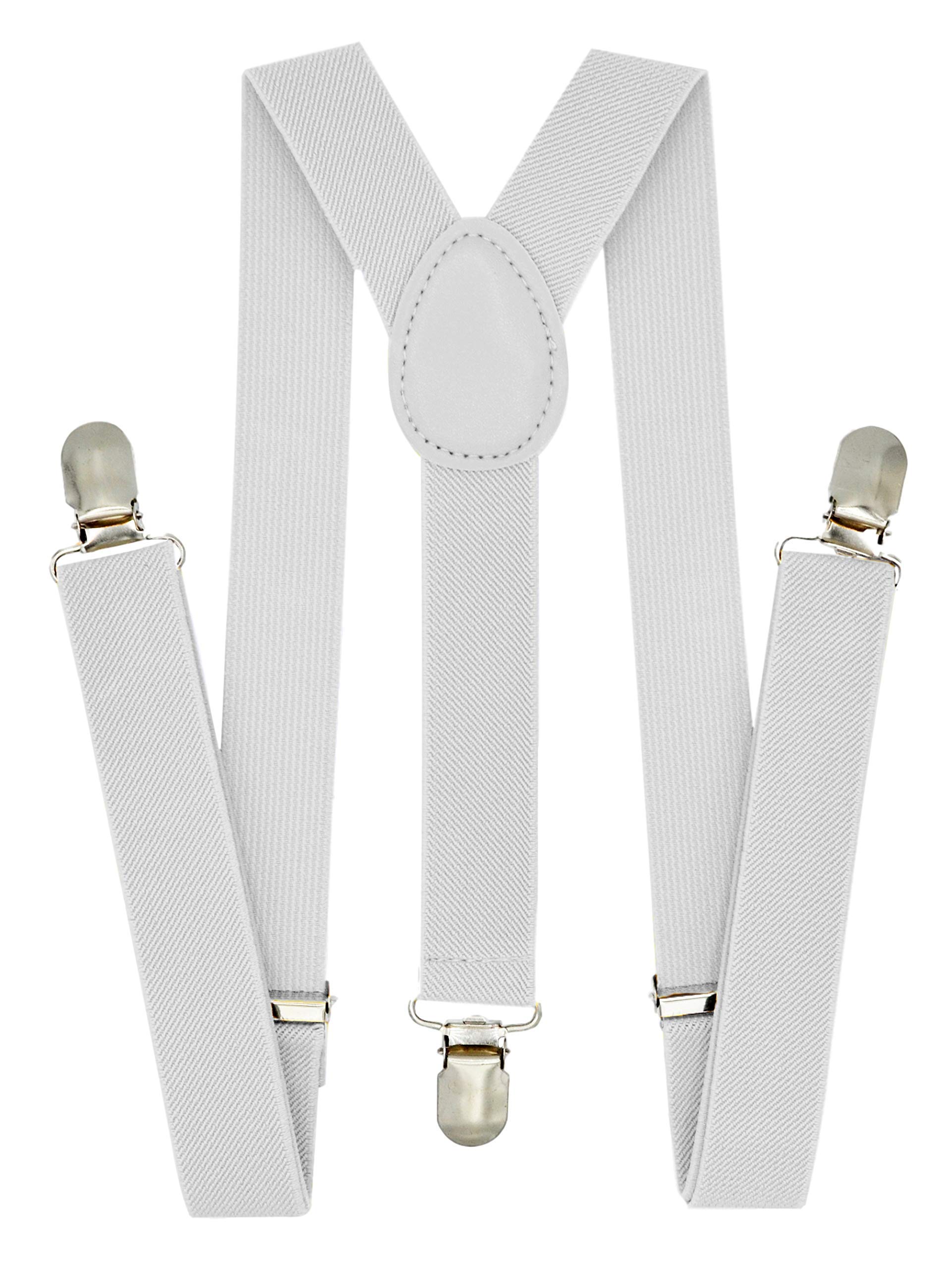 TrileceKids Boys Suspenders - Adjustable Elastic Y Back and Strong Clips - Various Solid Colors