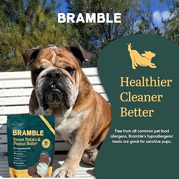 BRAMBLE Natural Vegan Dog Treats | Soft Chewy | Sweet Potato Peanut Butter
