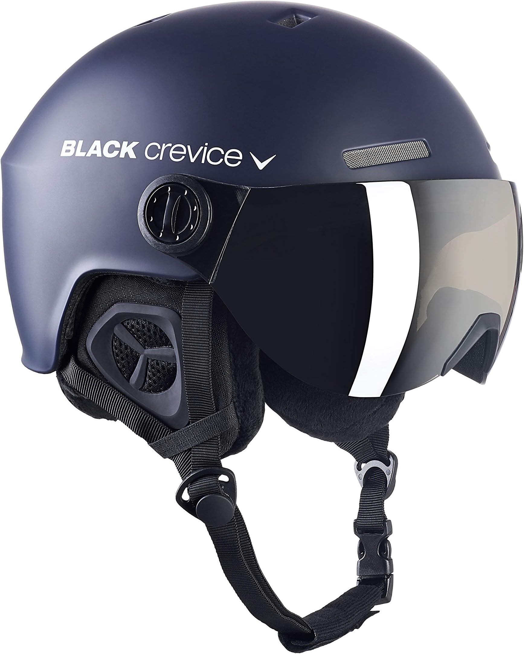 Black Crevice Unisex - Adult Ski Helmet Arlberg with 2 Visor, Navy/White, M/L White 58-61cm