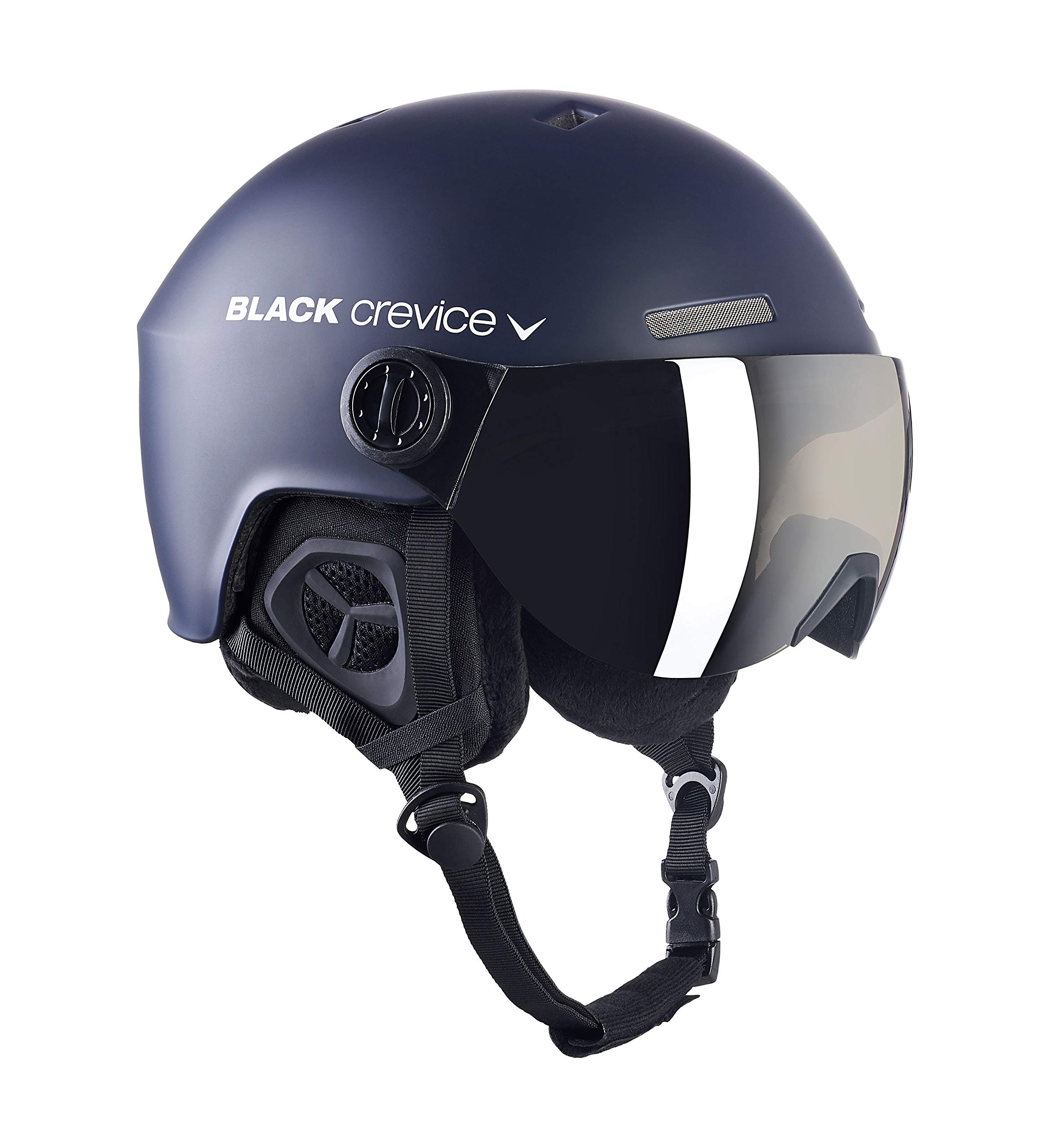 Black Crevice Unisex - Adult Ski Helmet Arlberg with 2 Visor, Navy/White, M/L White 58-61cm