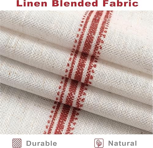 Vista 183 de DriftAway Cortinas opacas de mezcla de lino de 63 pulgadas de largo para dormitorio, cortinas de lino con estampado de rayas verticales, con Gris