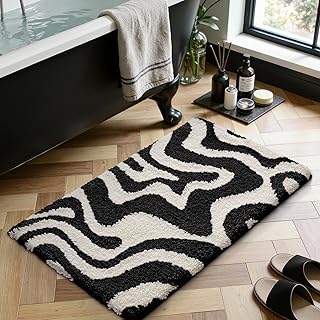 LUMI Non Slip Bathroom Rug Modern Aesthetic, Ultra Soft Absorbent Washab...