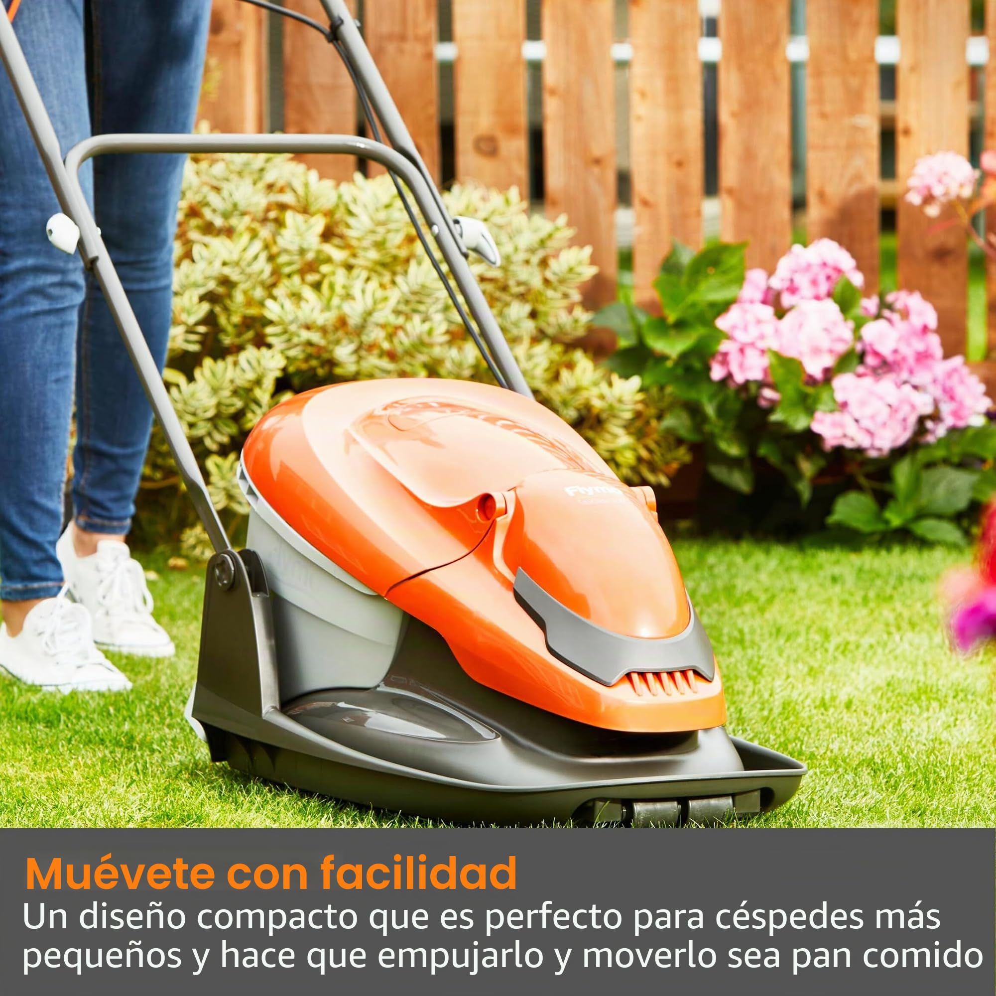 Flymo EasiGlide 360 Hover Collect - Cortacésped con Motor de 2000 W, Ancho de Corte de 36 cm, Caja de césped de 26 litros, se pliega Plano, Cable de 10 m, Naranja y Gris