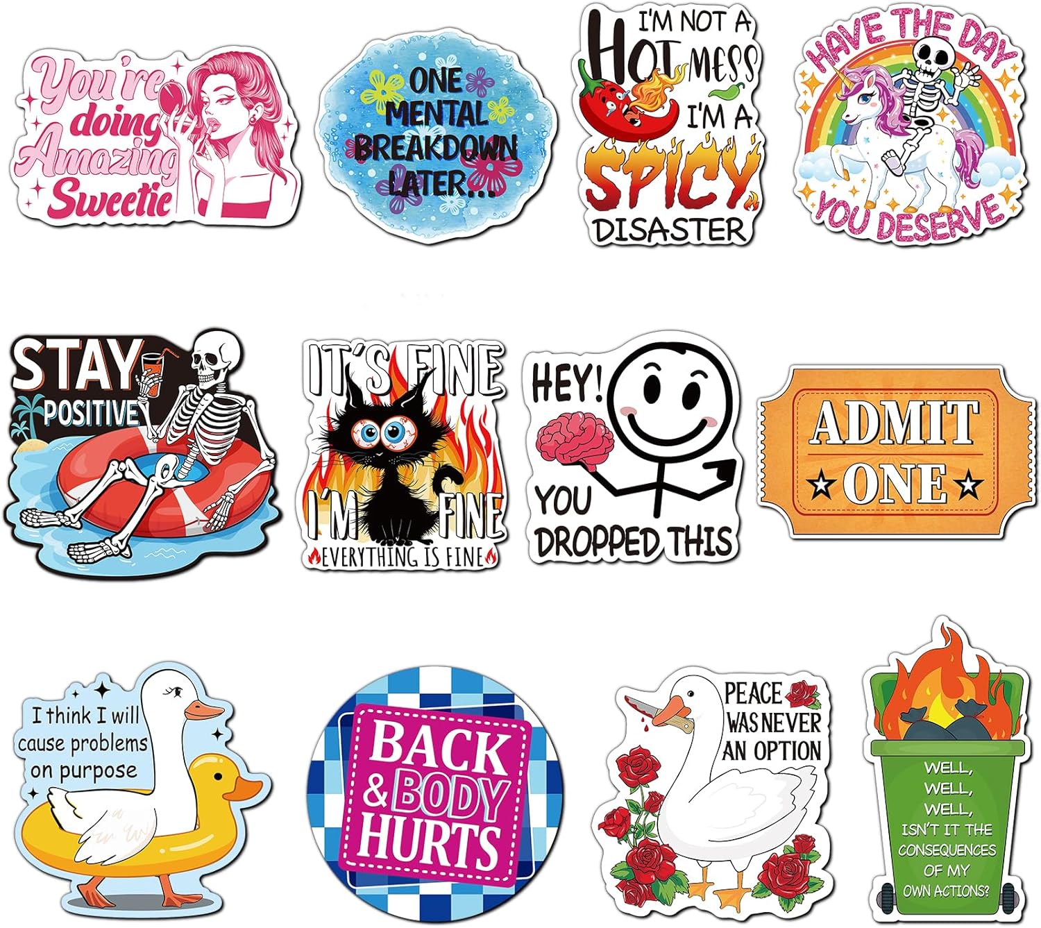 Amazon.com: Fingertip WD 12 PCS Funny Fridge Magnets, Cute Meme ...