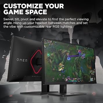 HP OMEN 24.5 inch FHD 360Hz Gaming Monitor, FHD Display (1920 x 1080), IPS Panel Technology, VESA DisplayHDR 400, 1ms GtG (with Overdrive), NVIDIA G-SYNC Compatible, Black, OMEN 25 (2025)