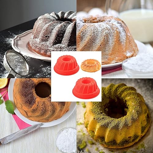 Miniatura 5 de Dwwffer Paquete de 2 moldes de silicona para tartas, molde redondo antiadherente de grado europeo para gelatina, gelatina, pan, pastel Bundt,