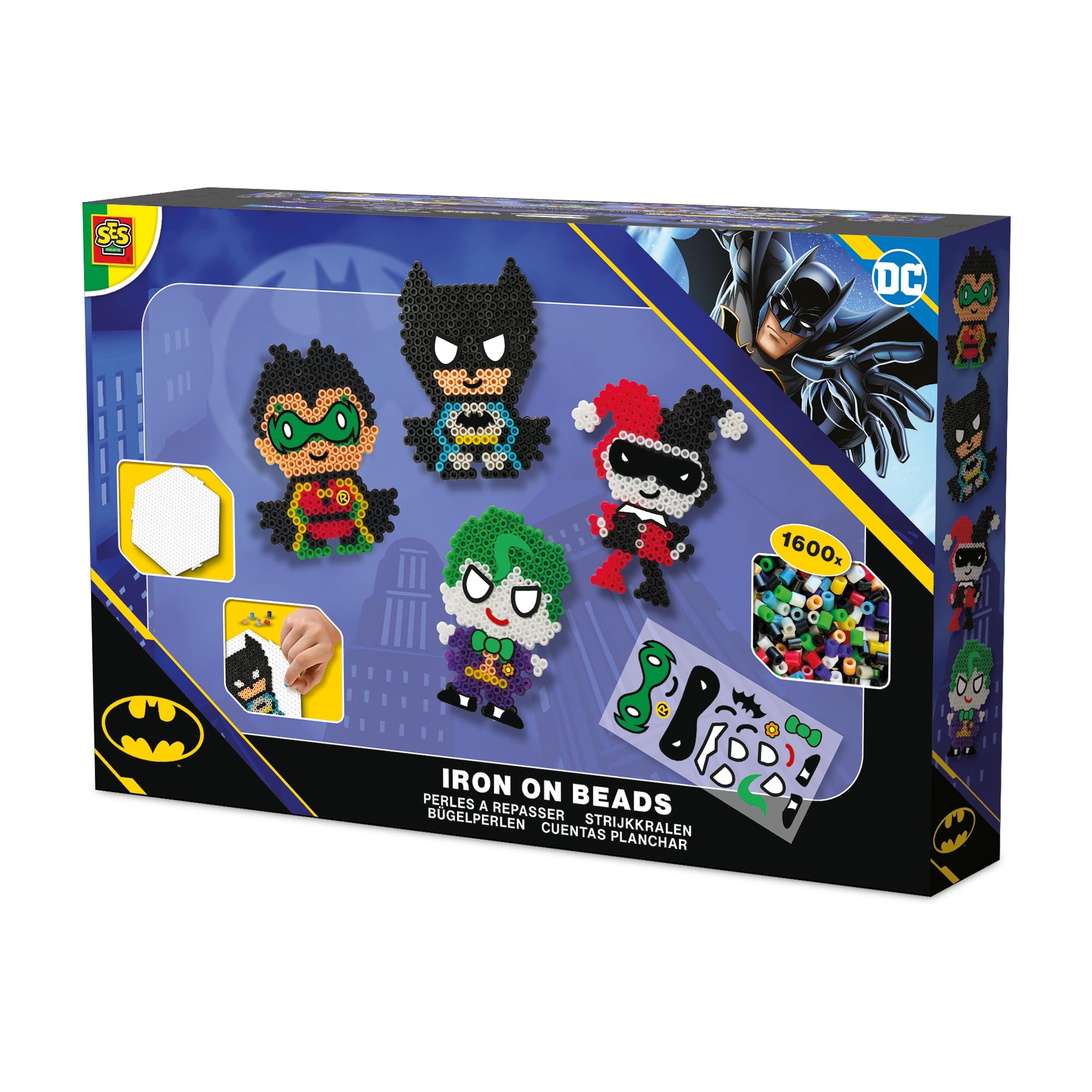 SES Creative 09361 Beedz Art - DC Batman Characters - Create Your Favourite Heroes from The DC Batman Series - Includes 1600 Beads and Pegboard