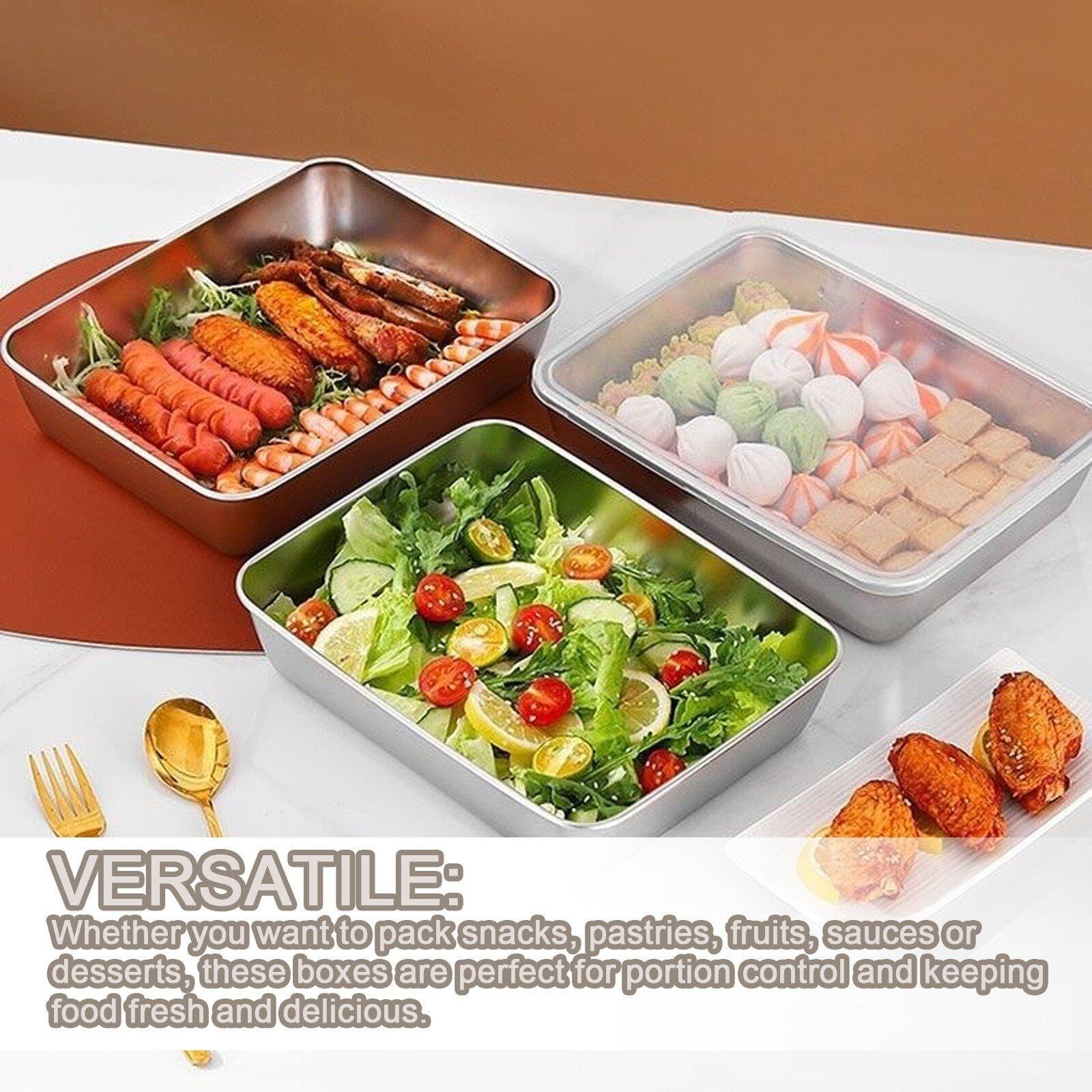 Stainless Steel Food Storage Box Container Rectangle Plate with