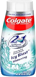 Colgate Gel De Pasta De Dente Clareadora 2 Em 1 E Enxaguante Bucal, Icy Blast, 4,6 Onças