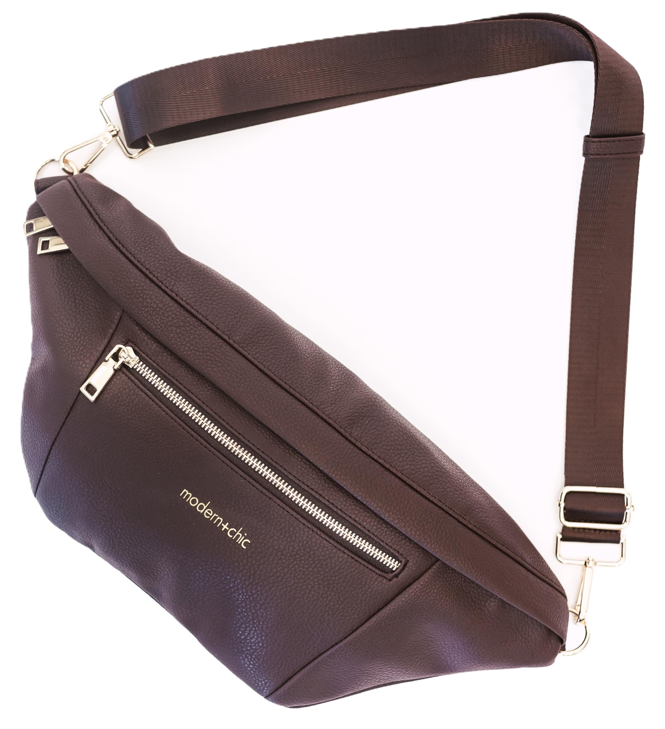 Modern+Chic Sling Bags for Women - Presley Oversized Sling Bag, Vegan Leather Crossbody Bag with Strap & Multiple Pockets (Coffee)