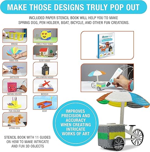 Miniatura 5 de 3Dmate Starter - Tapete transparente para bolígrafo 3D de 9 x 7 pulgadas con libro de plantillas compatibles, silicona flexible resistente al calor