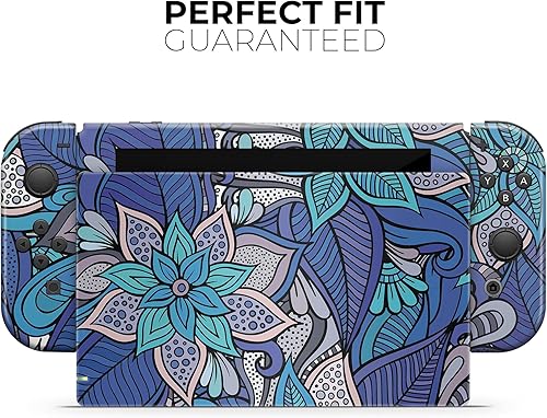 Miniatura 4 de Design Skinz - Compatible solo con Nintendo Switch Dock Adhesivo protector de piel resistente a los arañazos extraíble Floral Blues