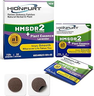 HMSDR2 32ct Motion Sickness Patches with Plant Essence – Lavender – Sea Sickness Patches for Cruise, Car, Airplane – Non-Drowsy, 72H Lasting
