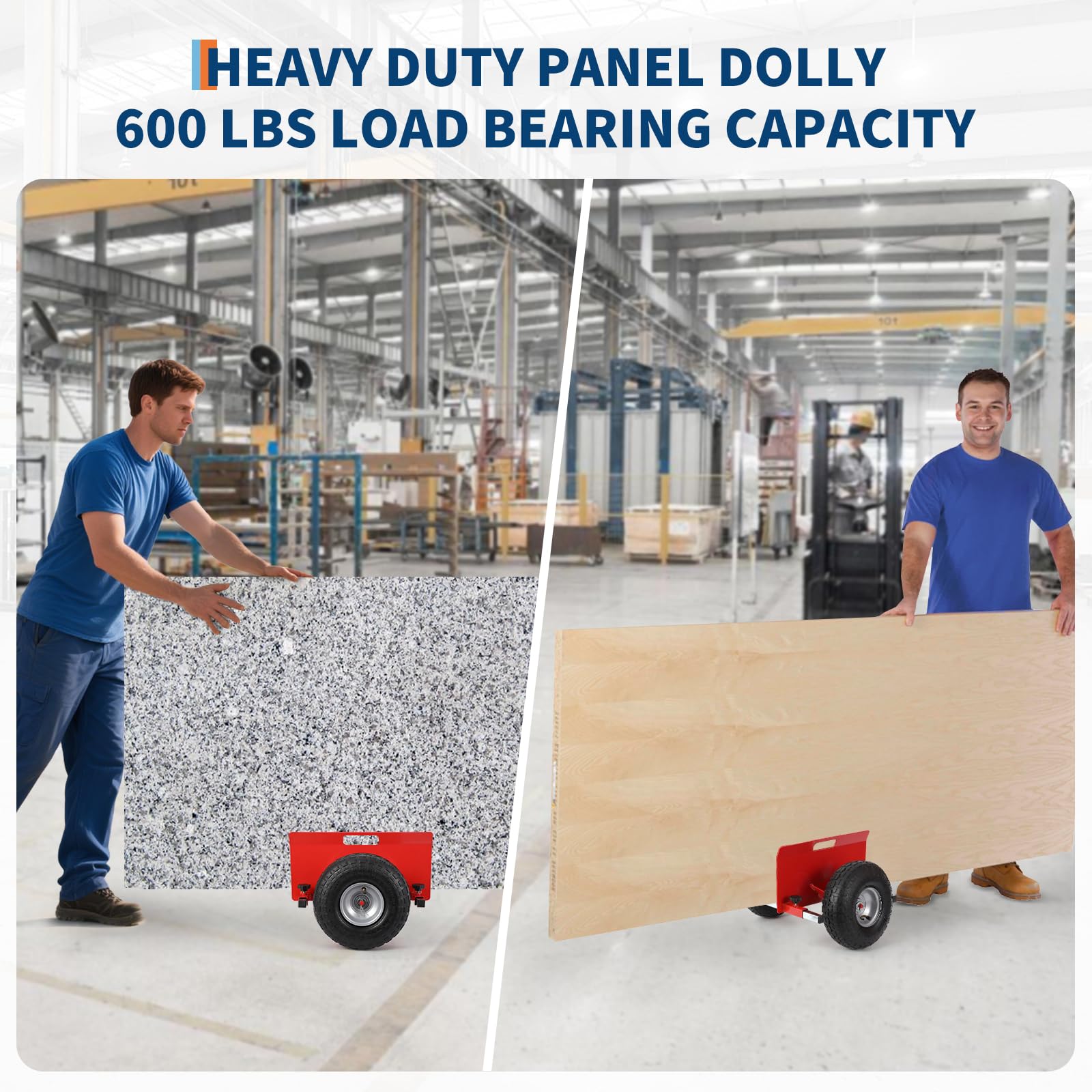 Carro de placas de carga pesada, capacidad de carga de 600 kg, placas ajustables Dolly con neumáticos de 10 pulgadas, carro de transporte de puertas para paneles, puertas, placas de madera, placas de