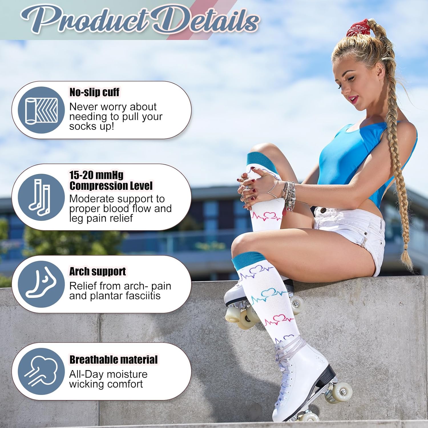 12 Pairs Compression Socks for Women Men (15-20 Mmhg),Circulation Support Knee High Stockings Bulk Gifts for Nurse