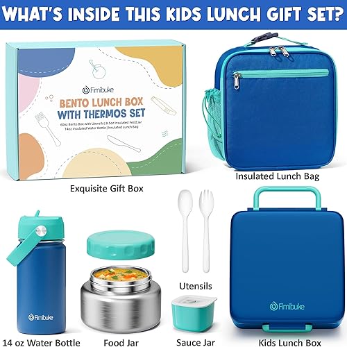 Miniatura 2 de Fimibuke Lonchera Bento para niños con termos, caja Bento a prueba de fugas con tarro de comida aislado de 8.5 onzas, bolsa de almuerzo, botella de