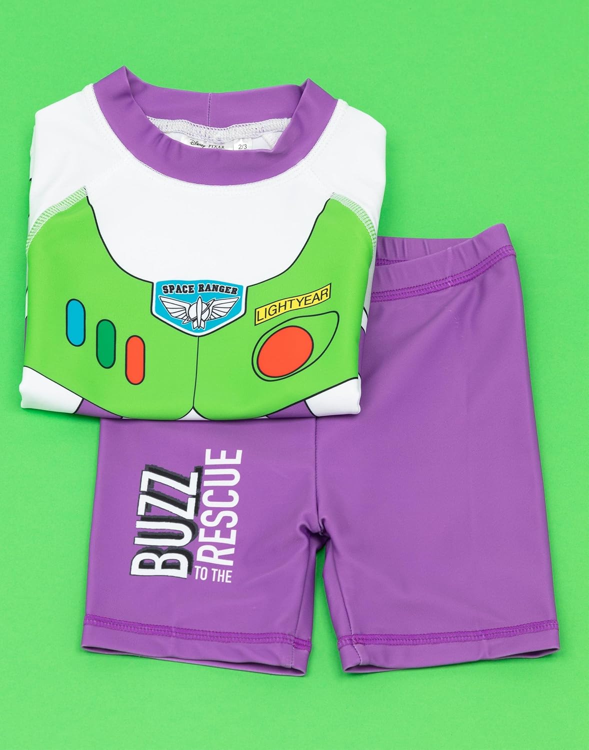 Disney Toy Story Buzz Lightyear Swimsuit Boys Two Piece Top Shorts Swim Set